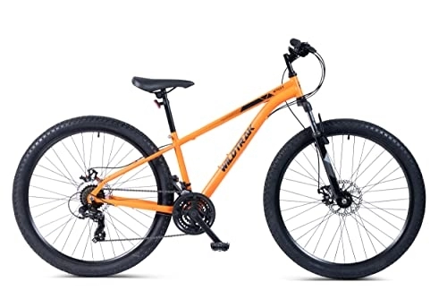 Mountain Bike : Wildtrak - Steel Mountain Bike, Adult, 27.5 Inch, 21 Speed, Shimano shifters - Orange
