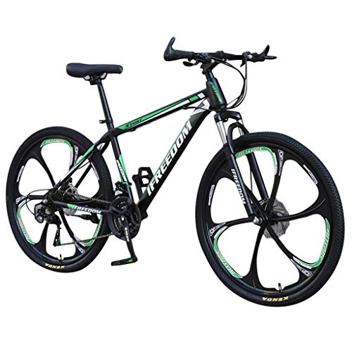 Mountain Bike : Winkey 26 Inch 21-speed Mountain Bike Bicycle for Adult Teens Outdoor Riding, 6 Spoke Outroad Mountain MTB Bike Carbon Steel Full Suspension Frame Bicycles (Green)