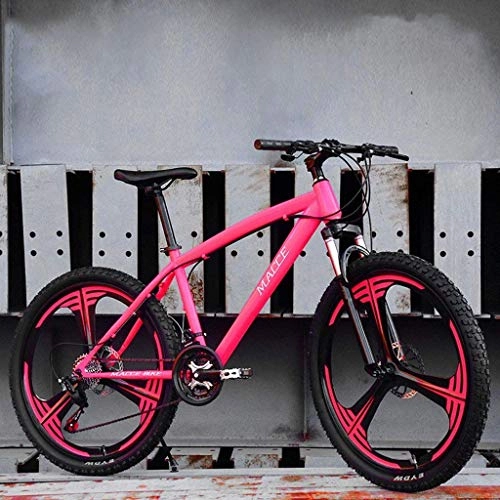 Mountain Bike : WJJH Bicycle Mountain Bike for Men 26inch Carbon Steel Mountain Bike 21 Speed Bicycle Full Suspension MTB, Pink