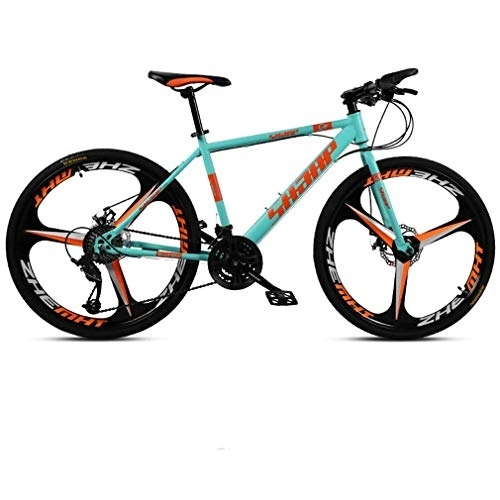 Mountain Bike : WJSW 24 Inch Mountain Bike, Double Disc Brake / High-Carbon Steel Frame Bikes, Beach Snowmobile Bicycle, Aluminum Alloy Wheels, Blue, 24 speed
