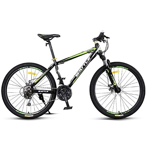 Mountain Bike : WJSW 24-Speed Mountain Bikes, 26 Inch Adult High-carbon Steel Frame Hardtail Bicycle, Men's All Terrain Mountain Bike, Anti-Slip Bikes, Green