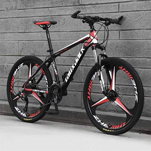 Mountain Bike : WJSW 26 Inch Mens Mountain Bike, Sports Leisure Mens MTB Riding Damping Mountain Bicycle (Color : Black red, Size : 24 speed)