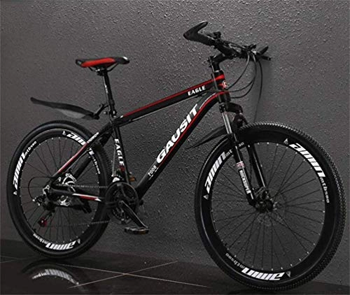 Mountain Bike : WJSW 26 Inch Mountain Bike Shock Absorption Commuter City Hardtail Bike, Unisex (Color : Black red, Size : 27 speed)