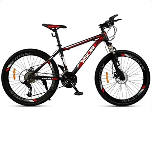 Mountain Bike : WJSW Adult Mountain Bike, Double Disc Brake / High-Carbon Steel Frame Bikes, Beach Snowmobile Bicycle, 24 Inch Wheels, Black, 24 speed