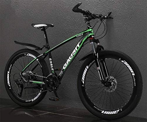 Mountain Bike : WJSW City Road Bicycle Mountain Bike For Adults, Dual Disc Brakes Off-road Damping (Color : Dark green, Size : 27 speed)