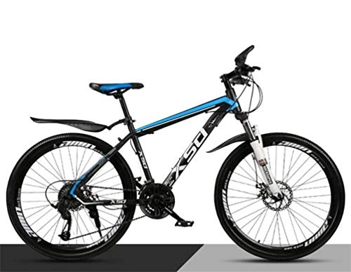 Mountain Bike : WJSW Dual Suspension Mountain Bikes, 26 inch adult High Carbon Steel Variable Speed road Bicycle (Color : Black blue, Size : 24 speed)