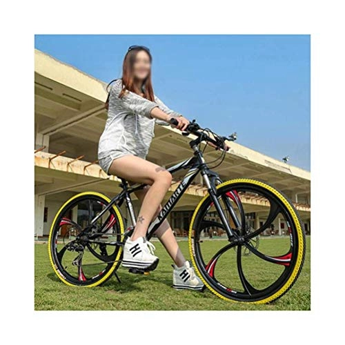Mountain Bike : WJSW Mens' Mountain Bike, 18 Inch Steel Frame 24 Speed Dual Disc Brakes City Road Bicycle (Color : D)