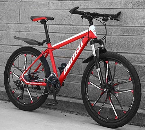 Mountain Bike : WJSW Mountain Bike For Adults Mens MTB - Riding Damping Dual Suspension Mountain Bicycle (Color : Red, Size : 21 Speed)