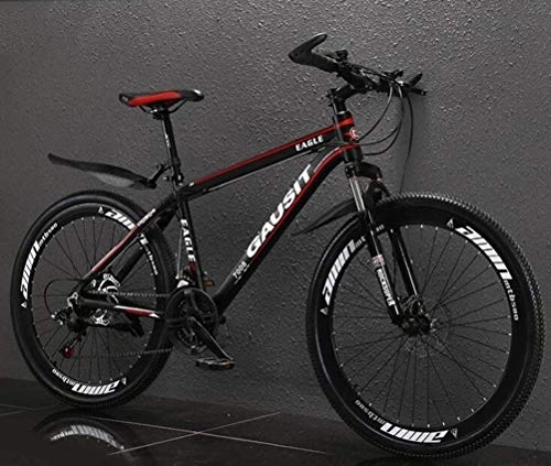 Mountain Bike : WJSW Unisex 26 Inch Suspension Mountain Bike, Commuter City Hardtail City Road Bicycle (Color : Black red, Size : 24 speed)
