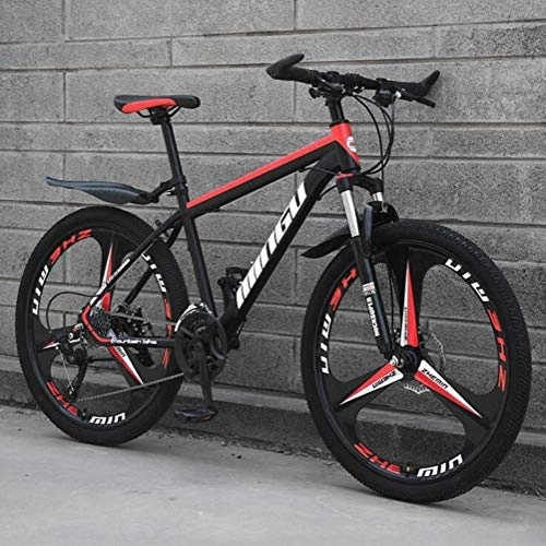 Mountain Bike : WJSW Variable Speed Mens MTB, Hardtail Mountain Bikes Off-road Damping City Road Bicycle (Color : Black red, Size : 21 Speed)