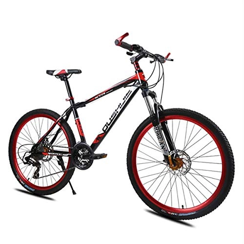 Mountain Bike : WLMGWRXB 24-speed 26-inch variable speed bicycle disc brakes shock absorber front fork mountain bike, Red
