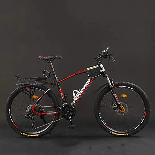 Mountain Bike : WLWLEO 24 Inch Mountain Bike Double Shock Absorption Variable Speed Mountain Bike Double Disc Brake All Terrain Mountain Bicycle for Adult Teenager, D, 24" 27 speed