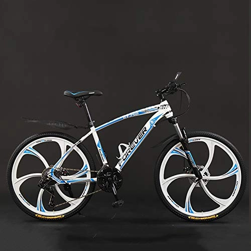 Mountain Bike : WLWLEO 24 Inch Mountain Bike for Adolescent Adult Dirt Bike Bicycle Lightweight High-Carbon Steel Frame, Dual Disc Brakes, Outdoors Hardtail Mountain Bike, C, 24" 27 speed