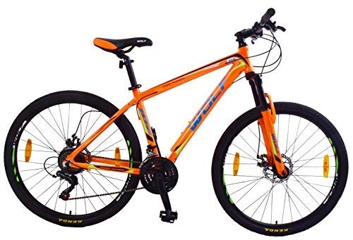 Mountain Bike : Wolf. Firelfy 27.5" (650B) Wheel Mountain Bike Disc Brakes Front Suspension 17 Alloy Frame Orange 21 Speed Shimano