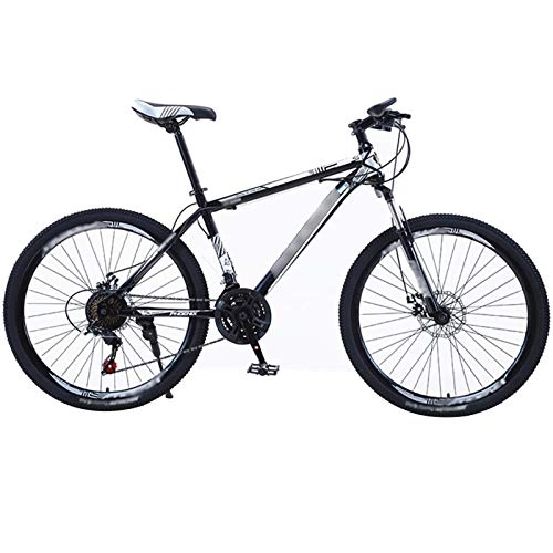 Mountain Bike : WPW 26-inch Mountain Bike, 21-speed Unisex Off-road Variable Speed Bicycles, Double Disc Brake (Color : Black, Size : 26inches)