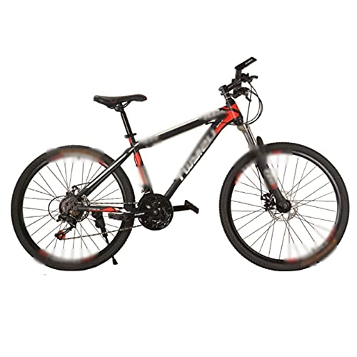 Mountain Bike : WPW 26 Inch Mountain Bike - Adults Mountain Trail Bike Aluminum Alloy Suspension Fork - 21 Speed ​​Gears Disc Brakes Bicycle (Color : Black red, Size : 26inch)