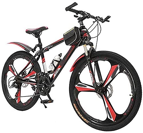 Mountain Bike : WQFJHKJDS Men's and Women's Mountain Bikes, 20-inch Wheels, High-Carbon Steel Frame, Shift Lever, 21-Speed Rear Derailleur, Front and Rear Disc Brakes, Multiple Colors (Color : Red, Size : 20)