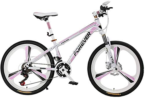Mountain Bike : WQFJHKJDS Mountain Bike Bicycle Adult Female Student 26 Inch 27 Variable Speed Aluminum Alloy Double Disc Brake Pink Bicycle (Color : A)