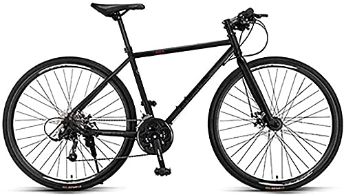 Mountain Bike : WQFJHKJDS Unisex 700C Mountain Bike, 27-Speed City Mountain Bike for Adults and Teenagers, Carbon Steel Suspension Fork Mountain Bike (Color : Black)