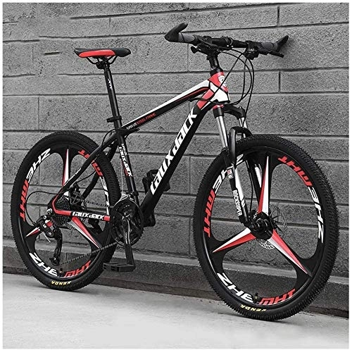 Mountain Bike : WSJYP 26 Inch Mountain Bike, Variable Speed Carbon Steel 21 / 24 / 27 / 30 Speed Bicycle Full Suspension MTB, Riding Comfortable Durable Bike, 21 speed-E