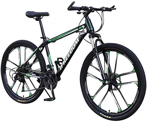 Mountain Bike : WSJYP Mountain Bikes, 26in Carbon Steel Mountain Bike, 21 Speed Bicycle Full Suspension MTB, 21 Speed ​​Gears Dual Disc Brakes Mountain Bicycle, Green