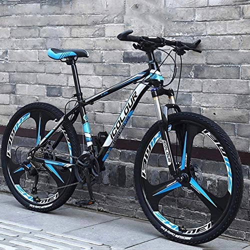 Mountain Bike : WSZGR Adult Mountain Bikes, 26 Inch 24 Speed Aluminum Lightweight Mountain Bikes, Hardtail Mountain Bicycle With Front Suspension Black And Blue 26", 24-speed