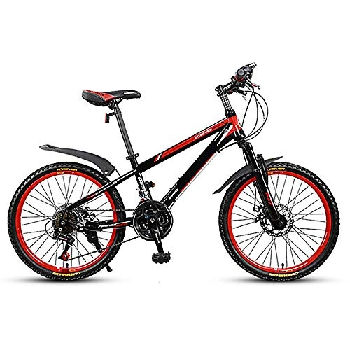 Mountain Bike : WuZhong W Mountain Bike High Carbon Steel Double Disc Brakes Male and Female Students Bicycle 22 Inch 21 Speed