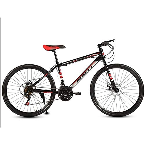 Mountain Bike : WXX 24Inch High-Carbon Steel Mountain Bikes Fat Tire Hardtail Urban Track Male And Female Bicycles with Front Suspension Adjustable Seat, black red, 24 speed