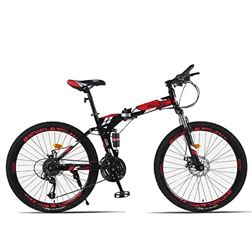 Mountain Bike : WZB 26" 27-Speed Folding Mountain Trail Bicycle, Compact Commuter Bike, Shimano Drivetrain for Adult, YouthBoys and Girls, 12, 27Speed