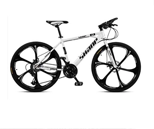 Mountain Bike : XBSLJ Mountain Bikes, Folding Bike Full Suspension MTB Gears Dual Disc Brakes 24 Speed Dual Disc Brake PU Wheels Juniors Adults-White