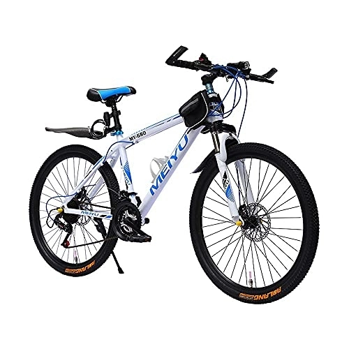 Mountain Bike : XBSXP 26 Inch Men's Mountain Bike, Aluminum alloy Hardtail Mountain Bikes, Front Suspension Adjustable Seat, 21 / 24 / 27 / 30 Speed Mountain Bicycle, 21 speed-White