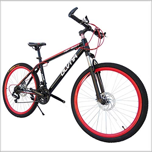 Mountain Bike : XER Mens' Mountain Bike, 17" inch steel frame, 21 / 24 / 27 / 30 speed fully adjustable rear shock unit front suspension forks, Red, 27 speed