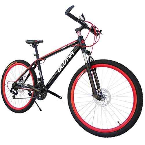 Mountain Bike : XER Mens' Mountain Bike, 17" inch steel frame, 21 / 24 / 27 / 30 speed fully adjustable rear shock unit front suspension forks, Red, 30speed
