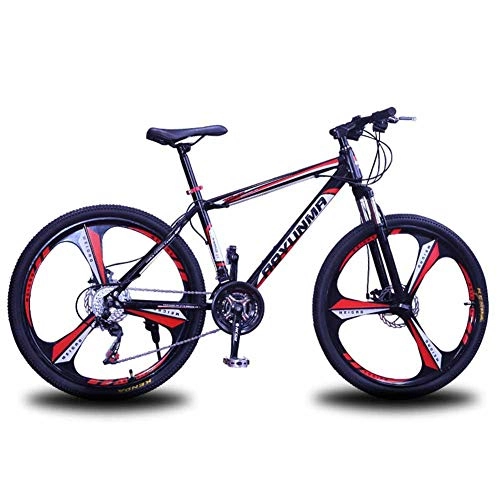Mountain Bike : XER Mens' Mountain Bike, 24 Speed Steel Frame 24 Inches 3-Spoke Wheels, Fully Adjustable Front Suspension Forks Bicycle Disc Brakes, Red, 27speed