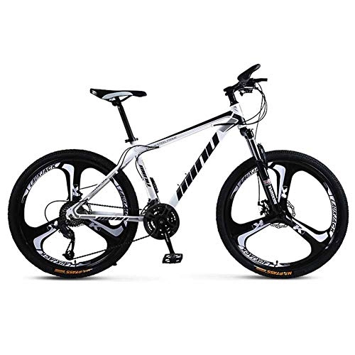 Mountain Bike : XER Mens' Mountain Bike, High-carbon Steel 30 Speed Steel Frame 24 Inches 3-Spoke Wheels, Fully Adjustable Front Suspension Forks, White, 21speed