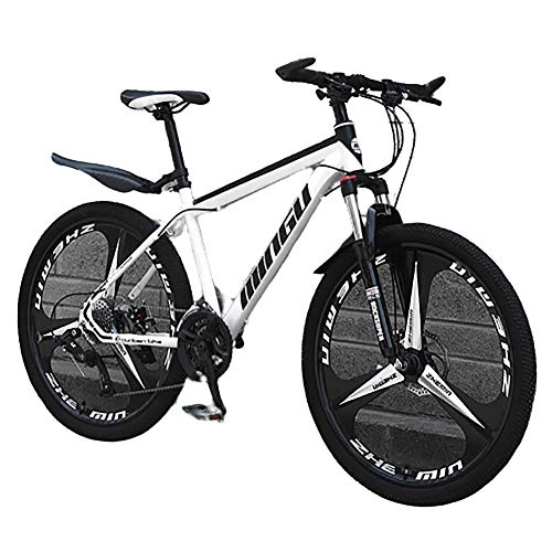 Mountain Bike : XHCP Carbon steel Frame MTB Bicycle, 21 Speed Mountain Bike, 3-Spoke 26 Inches Wheels Dual Disc Brake, Men's and Women