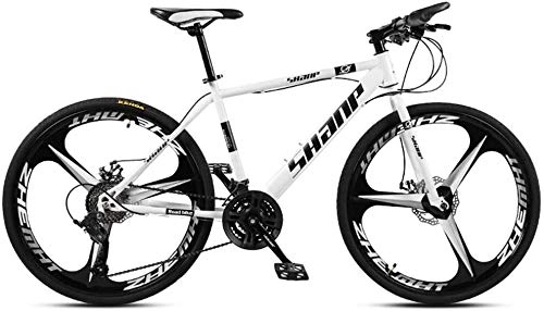 Mountain Bike : XinQing Bike 24 Inch Mountain Bikes, Dual Disc Brake Hardtail Mountain Bike, Mens Women High-carbon Steel All Terrain Alpine Bicycle (Color : 30 Speed, Size : White 3 Spoke)