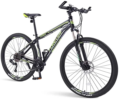 Mountain Bike : XinQing Mens Mountain Bikes, 33-Speed Hardtail Mountain Bike, Dual Disc Brake Aluminum Frame, with Front Suspension, Green, 29 Inch