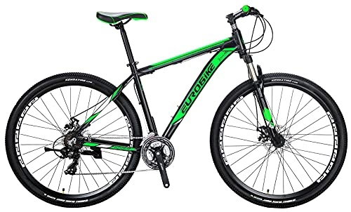 Mountain Bike : XLTL Mens and Womens Mountain Bike，29" Wheels 21-Speed, Lightweight Alloy Frame, Disc Brakes Adult Bike(SPOKE-GREEN)