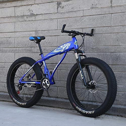 Mountain Bike : XMB 26 inch off-road bicycles, fat tires high carbon steel suspension youth men and women mountain bikes, Adult Dual disc brake men and women mountain bikes with full suspension (21-speed)