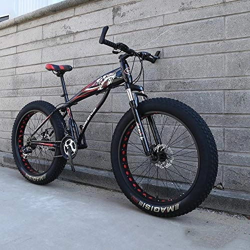 Mountain Bike : XMB Adult off-road bicycles, 26 inch Dual disc brake men and women mountain bikes with full suspension, fat tires high carbon steel suspension youth men and women mountain bikes (21-speed)
