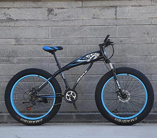 Mountain Bike : XMB Blue Adult 26 inch off-road bicycles, Dual disc brake men and women mountain bikes with full suspension, fat tires high carbon steel suspension youth men and women mountain bikes (24-speed)
