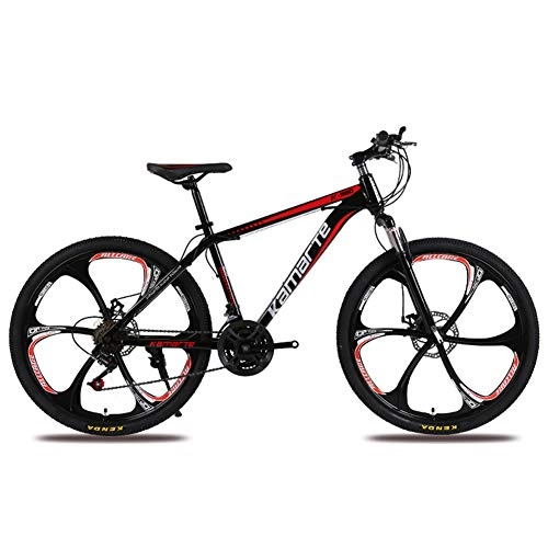 Mountain Bike : XNEQ 26-Inch-21 / 24 / 27-Speed Mountain Bike, Double-Disc Brake Student Variable Speed Bicycle, 6-Wheel Integrated Wheel, Wear-Resistant, Black, 27Speed