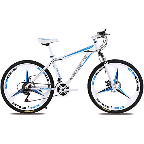 Mountain Bike : XNEQ 26 Inch-21 / 24 / 27 Speed Mountain Bike, Double Disc Brake, Three Cutter Wheel Integrated Wheel, Suitable for Students, Adults, Blue, 27Speed