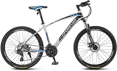 Mountain Bike : XXCZB 24 Inch Mountain Bikes for Adult Off-Road Bikes High-Carbon Steel Frame Bicycle Shock-Absorbing Front Fork Double Disc Brake-White blue_21 speed