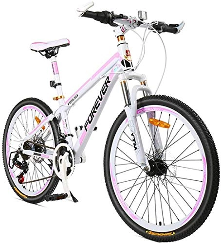 Mountain Bike : XXCZB Women Hardtail Mountain Bike 26 Inch 24 Speed Anti-Slip Adult Girls Mountain Bicycle with Front Suspension & Mechanical Disc Brakes High Carbon Steel-Spoke_Pink