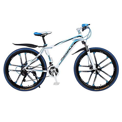 Mountain Bike : XXXSUNNY 26-inch men's mountain bikes, bicycles with disc brakes, aluminum alloy ultra-light and strong frame professional mountain bikes, a variety of forms to choose from, 24 / white~blue, alloy