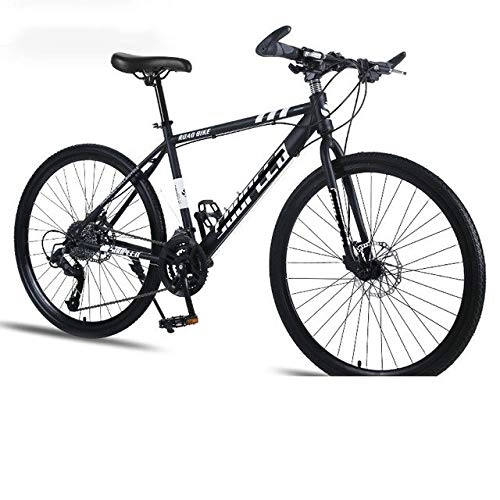 Mountain Bike : XXY 21 Speed Men and Women Mountain Bike Bicycle Adult Speed Double Disc Brakes Shock Ultra Light Student Off Road 26 inch (Color : 21speed Black, Size : 26 inch)
