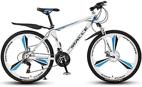 Mountain Bike : Y DWAYNE All-Terrain 26 Inch Mountain Bike, 27 Speed MTB Bicycle, Front And Rear Disc Brakes, Front Shock Absorbers, for Adults Or Teens, White Blue