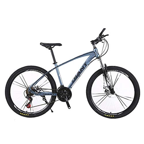 Mountain Bike : Y & Z Aluminum Alloy Mountain Bike Variable Speed Disc Brake Bicycle Student Bicycle, Gray blue 27 speed-Length 168cm